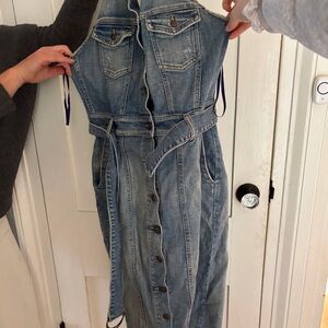 Retrofete Blue Denim Backless Dress